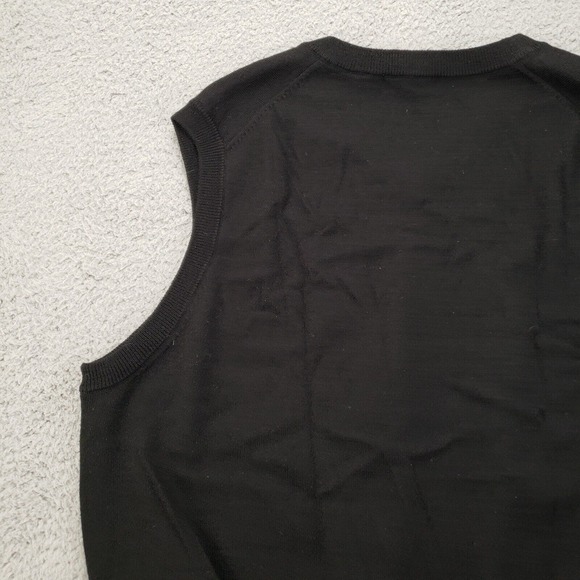 Alan Flusser Sweater Mens XL Black Wool V-Neck Sleeveless Vest‎ Golf Lightweight - Picture 4 of 14